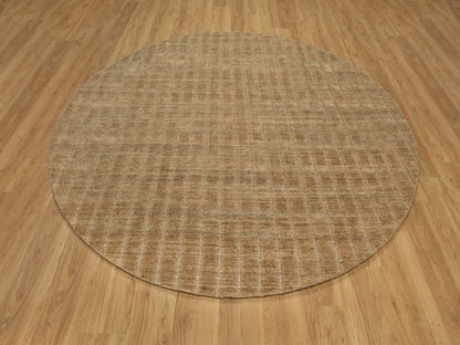 Brown 8'0" x 8'0" Modern and Contemporary Handloom Wool Rug - Sku: O092166