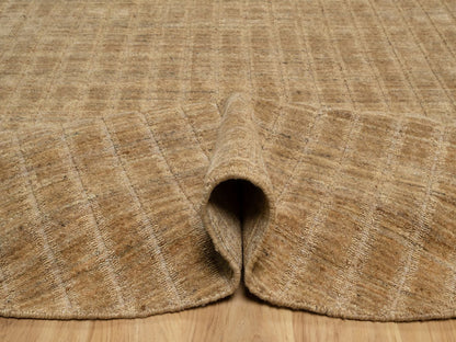 Brown 8'0" x 8'0" Modern and Contemporary Handloom Wool Rug - Sku: O092166