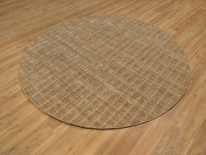 Brown 8'0" x 8'0" Modern and Contemporary Handloom Wool Rug - Sku: O092167