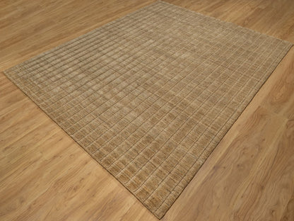 Brown 8'1" x 10'0" Modern and Contemporary Handloom Wool Rug - Sku: O092168