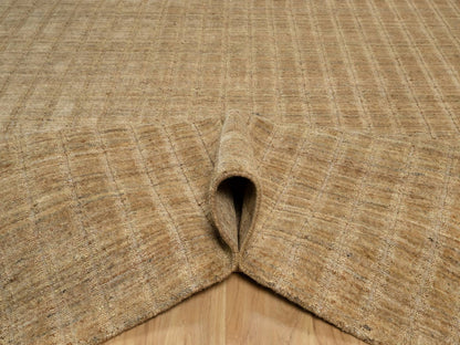 Brown 9'0" x 12'1" Modern and Contemporary Handloom Wool Rug - Sku: O092169