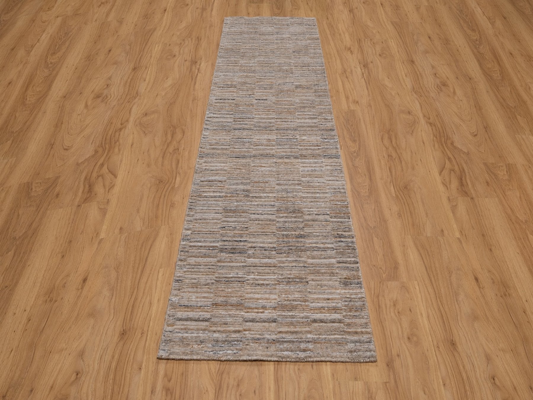 Brown 2'6" x 10'1" Modern and Contemporary Handloom Polyester Rug - Sku: O092172