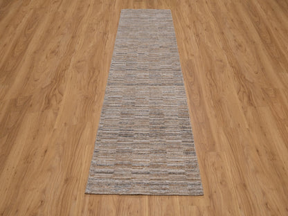 Brown 2'6" x 10'1" Modern and Contemporary Handloom Polyester Rug - Sku: O092172