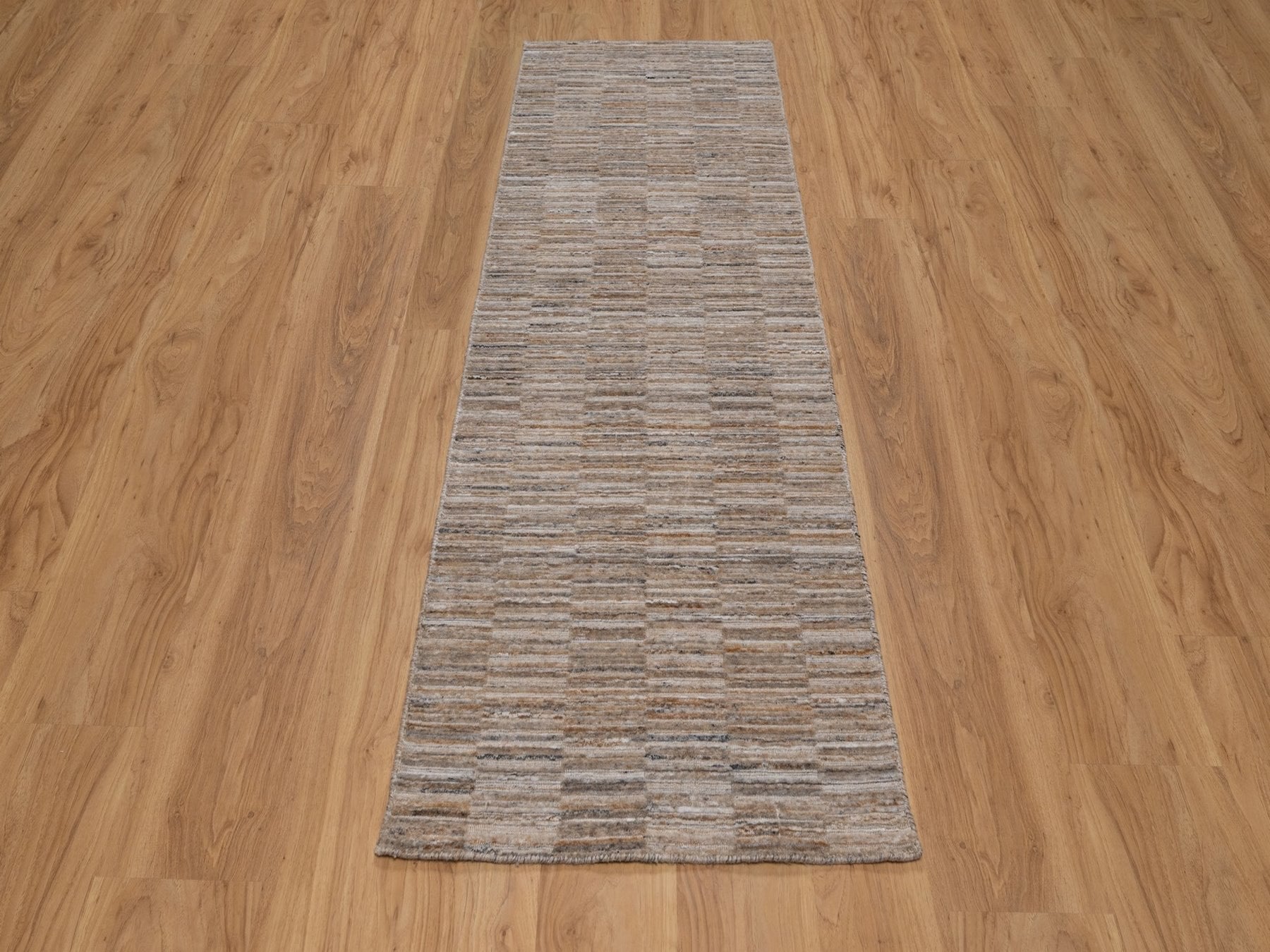 Brown 2'7" x 8'0" Modern and Contemporary Handloom Polyester Rug - Sku: O092173