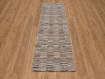 Brown 2'7" x 8'1" Modern and Contemporary Handloom Polyester Rug - Sku: O092174