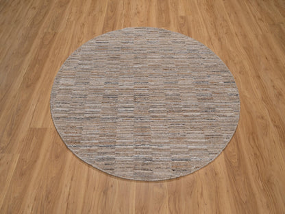 Brown 5'0" x 5'0" Modern and Contemporary Handloom Polyester Rug - Sku: O092175