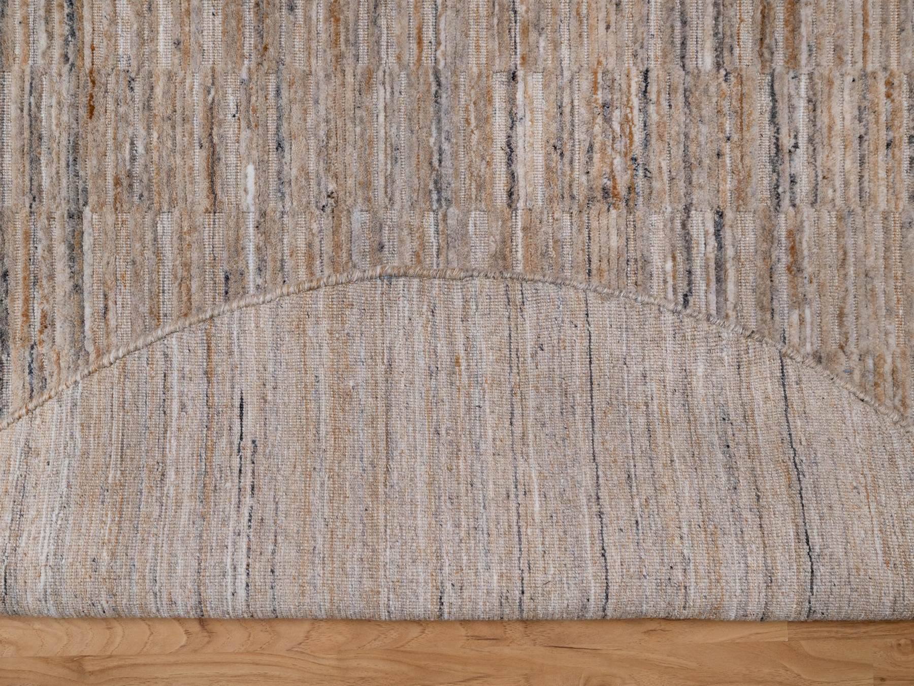 Modern / Contemporary hand-knotted polyester rug in Brown, 5' x 5' — SKU O092175 (view 3)
