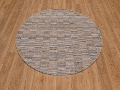 Brown 5'0" x 5'0" Modern and Contemporary Handloom Polyester Rug - Sku: O092176