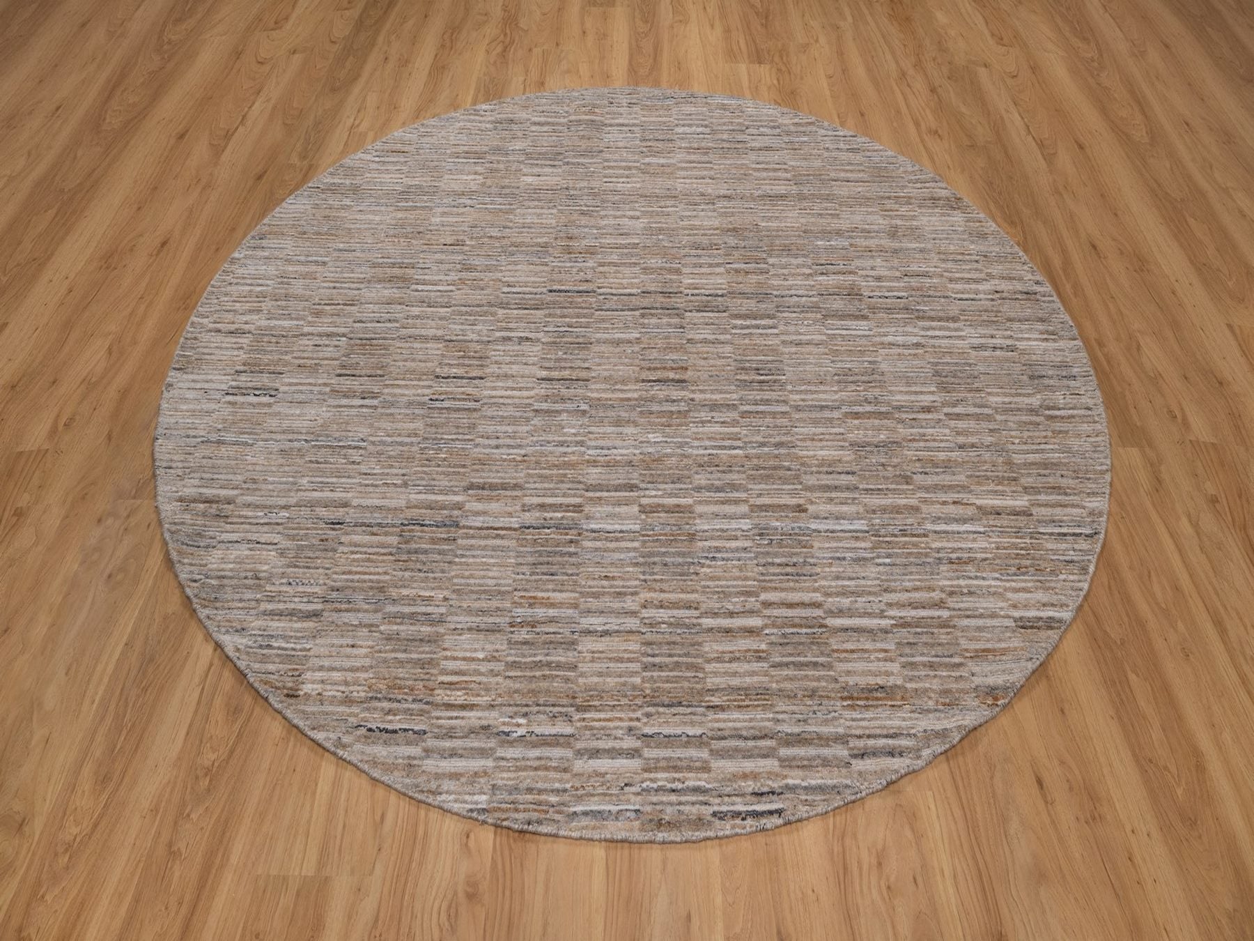 Brown 8'0" x 8'0" Modern and Contemporary Handloom Polyester Rug - Sku: O092181