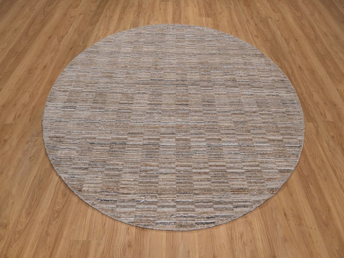 Modern / Contemporary hand-knotted polyester rug in Brown, 8' x 8' — SKU O092181 (view 2)