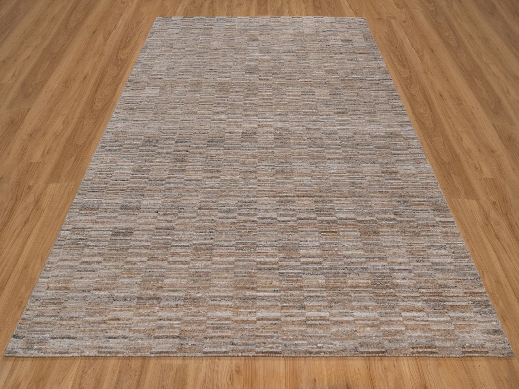 Brown 8'2" x 10'1" Modern and Contemporary Handloom Polyester Rug - Sku: O092184