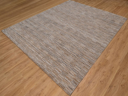 Brown 8'2" x 10'1" Modern and Contemporary Handloom Polyester Rug - Sku: O092184