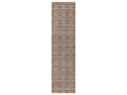 Brown 2'7" x 12'0" Modern and Contemporary Handloom Polyester Rug - Sku: O092187