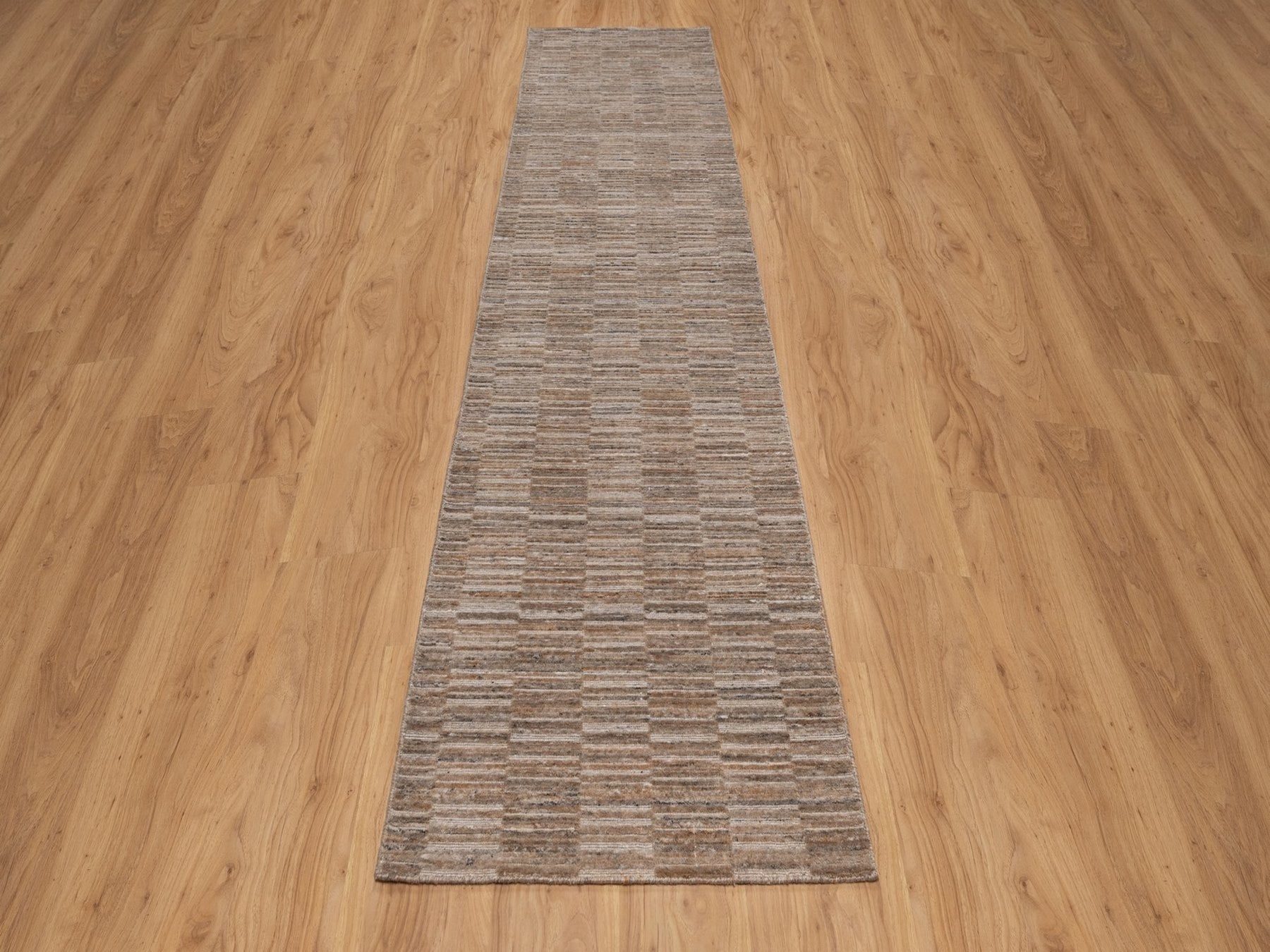 Brown 2'7" x 12'0" Modern and Contemporary Handloom Polyester Rug - Sku: O092187