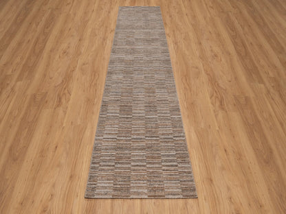 Brown 2'7" x 12'0" Modern and Contemporary Handloom Polyester Rug - Sku: O092187