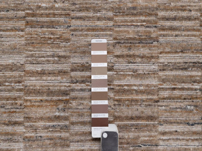 Brown 2'7" x 12'0" Modern and Contemporary Handloom Polyester Rug - Sku: O092187