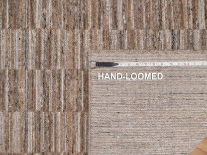 Brown 2'7" x 12'0" Modern and Contemporary Handloom Polyester Rug - Sku: O092187