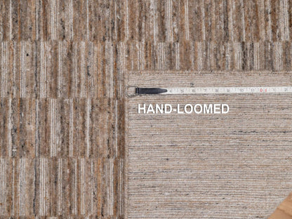Brown 2'7" x 11'11" Modern and Contemporary Handloom Wool Rug - Sku: O092188