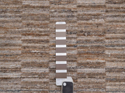 Brown 2'7" x 10'0" Modern and Contemporary Handloom Polyester Rug - Sku: O092189