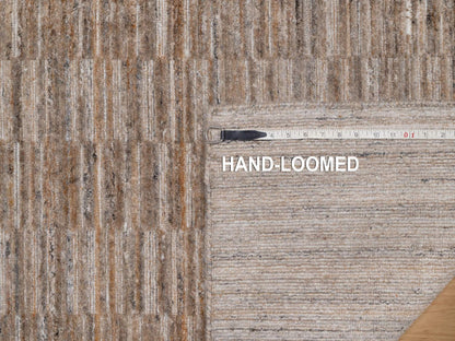 Brown 2'7" x 10'0" Modern and Contemporary Handloom Polyester Rug - Sku: O092189