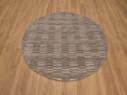 Brown 5'0" x 5'0" Modern and Contemporary Handloom Polyester Rug - Sku: O092191
