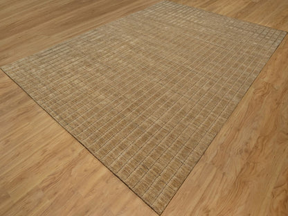 Brown 9'11" x 14'0" Modern and Contemporary Handloom Wool Rug - Sku: O092192