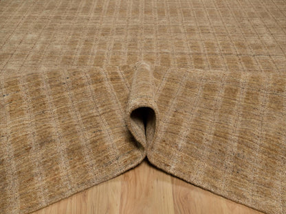Brown 9'11" x 14'0" Modern and Contemporary Handloom Wool Rug - Sku: O092192