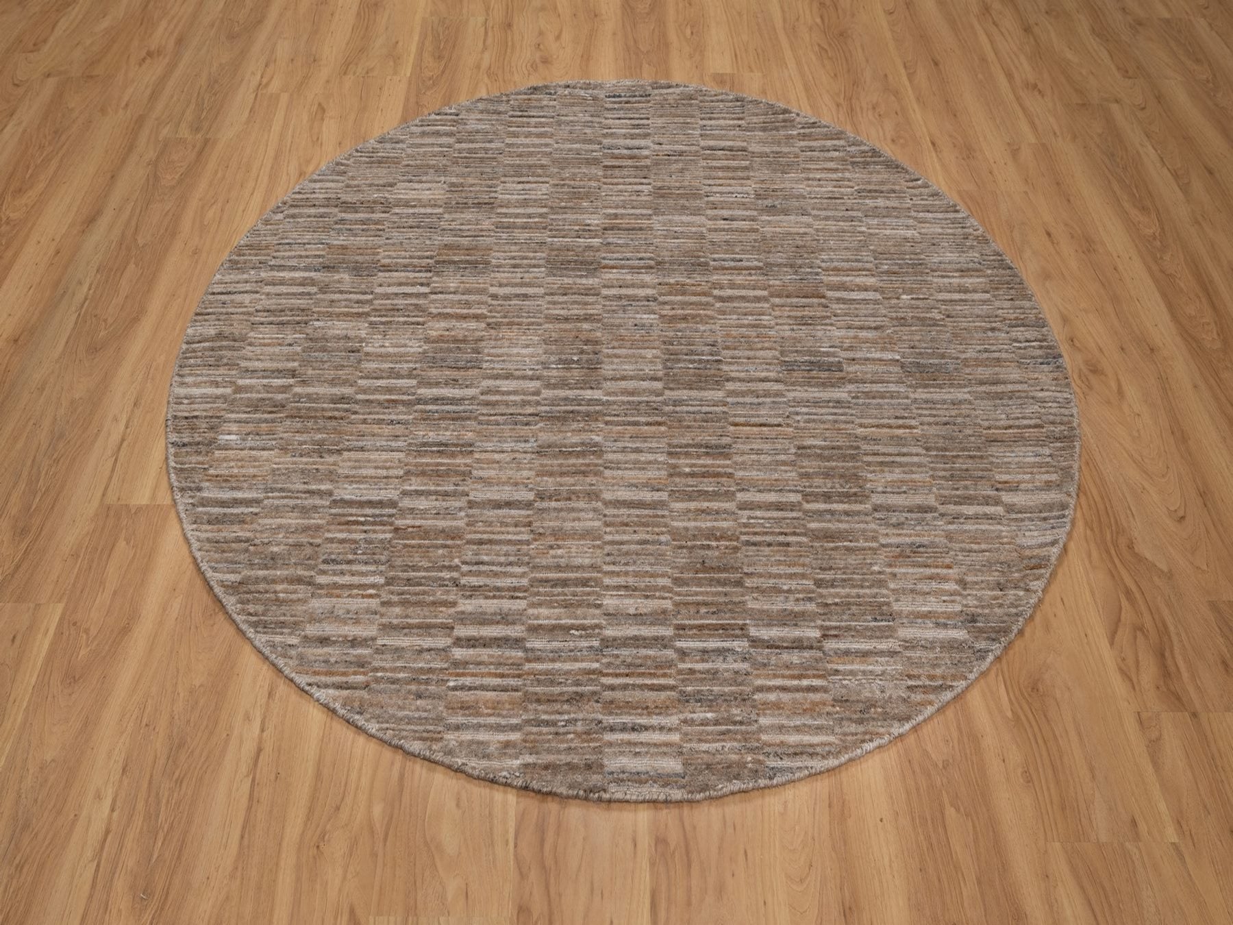 Brown 6'0" x 6'0" Modern and Contemporary Handloom Polyester Rug - Sku: O092195
