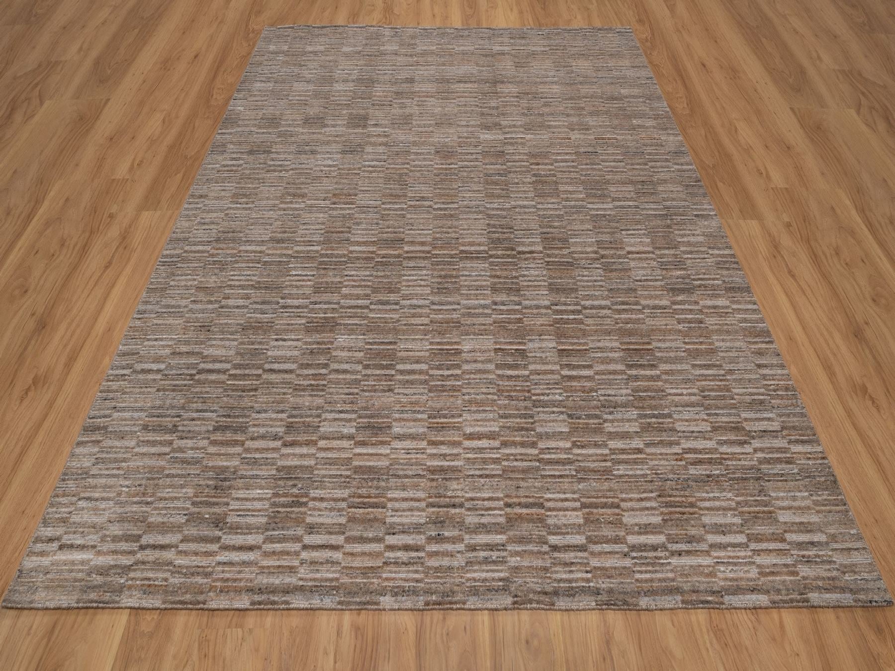 Brown 8'1" x 10'0" Modern and Contemporary Handloom Polyester Rug - Sku: O092196