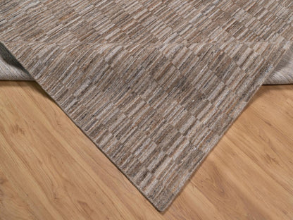 Brown 8'1" x 10'0" Modern and Contemporary Handloom Polyester Rug - Sku: O092196