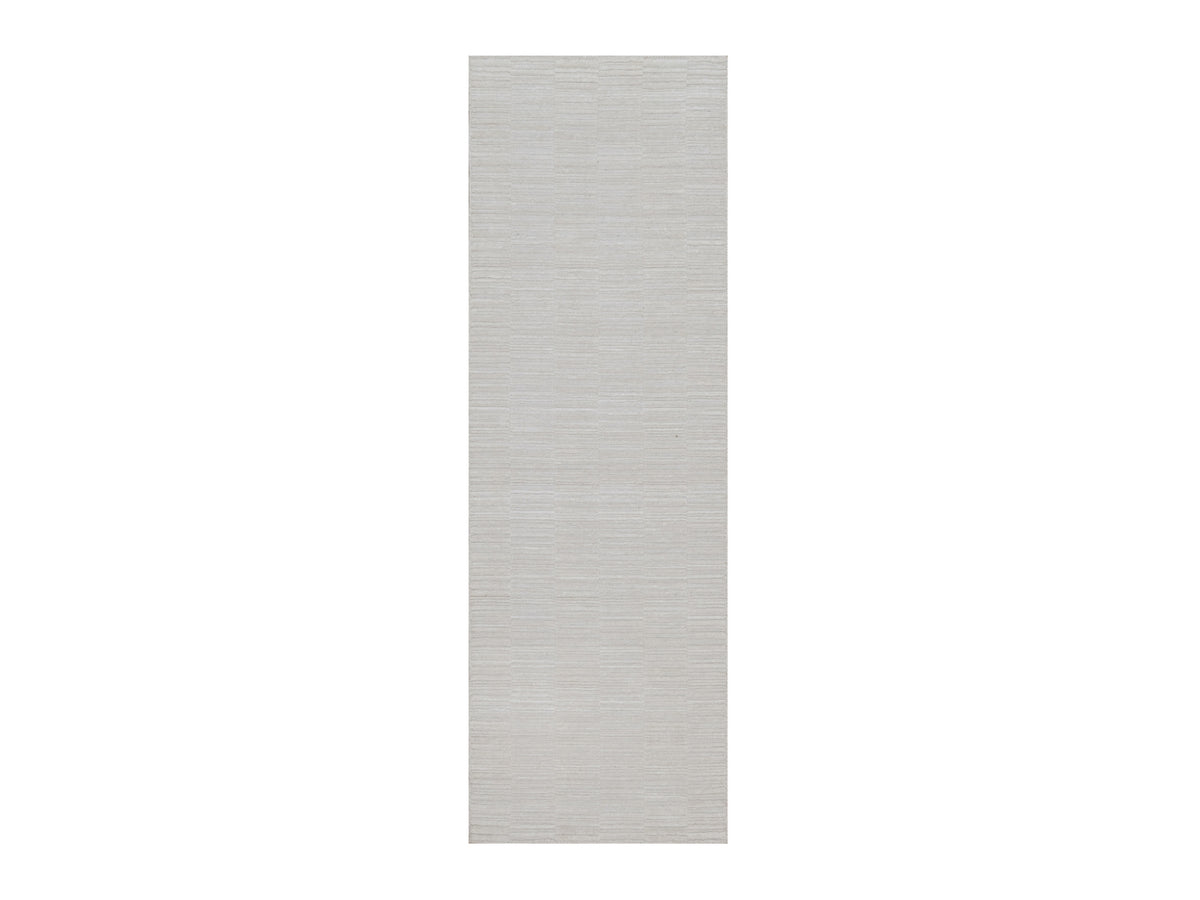 Modern / Contemporary hand-knotted polyester runner in Ivory, 2'7" x 8' — SKU O092198