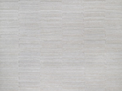 Modern / Contemporary hand-knotted polyester runner in Ivory, 2'7" x 8' — SKU O092198 (view 5)