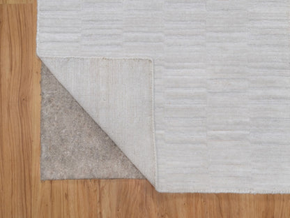Modern / Contemporary hand-knotted polyester runner in Ivory, 2'8" x 8' — SKU O092199 (view 3)