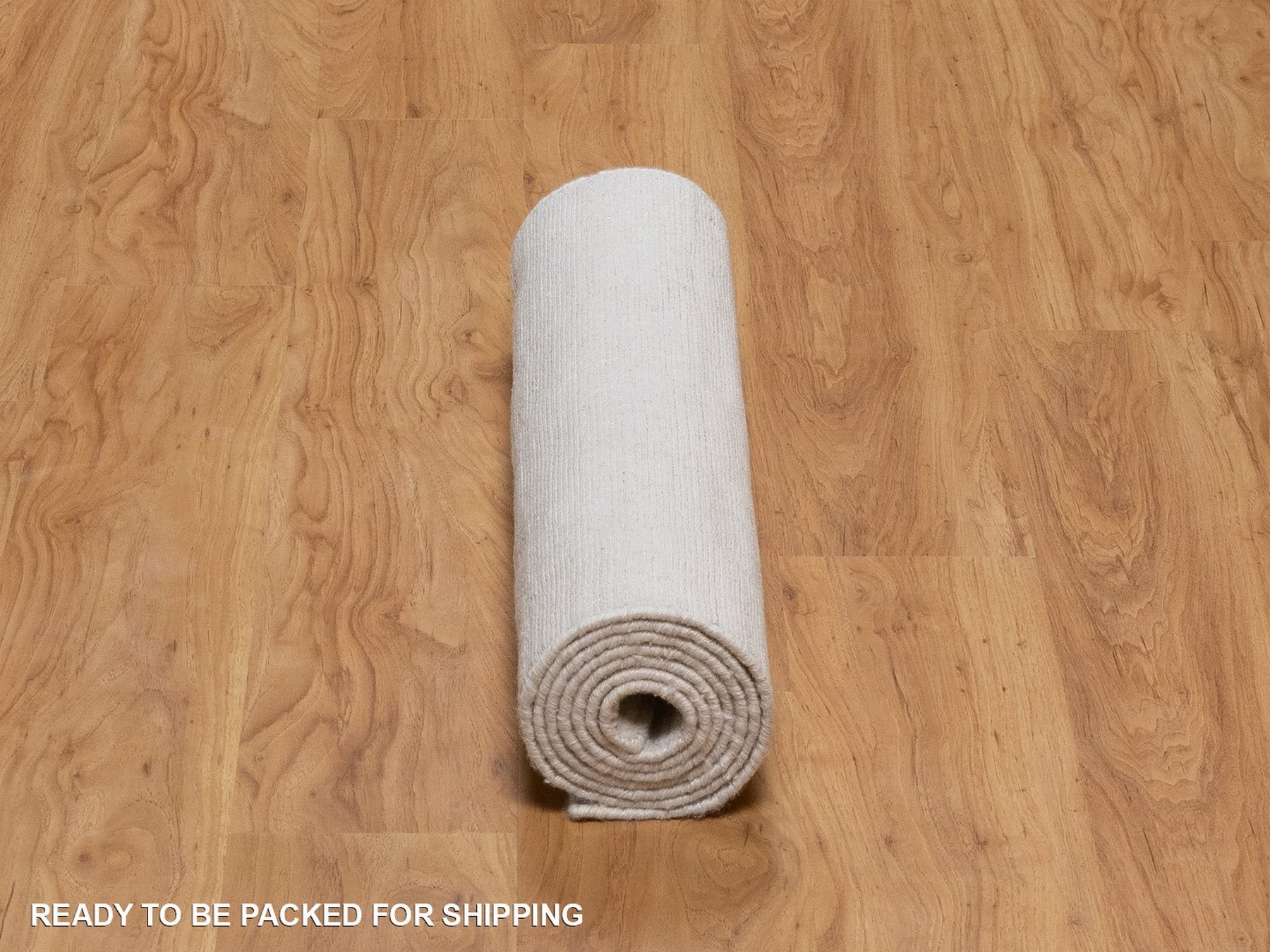 Modern / Contemporary hand-knotted polyester runner in Ivory, 2'8" x 8' — SKU O092199 (view 6)