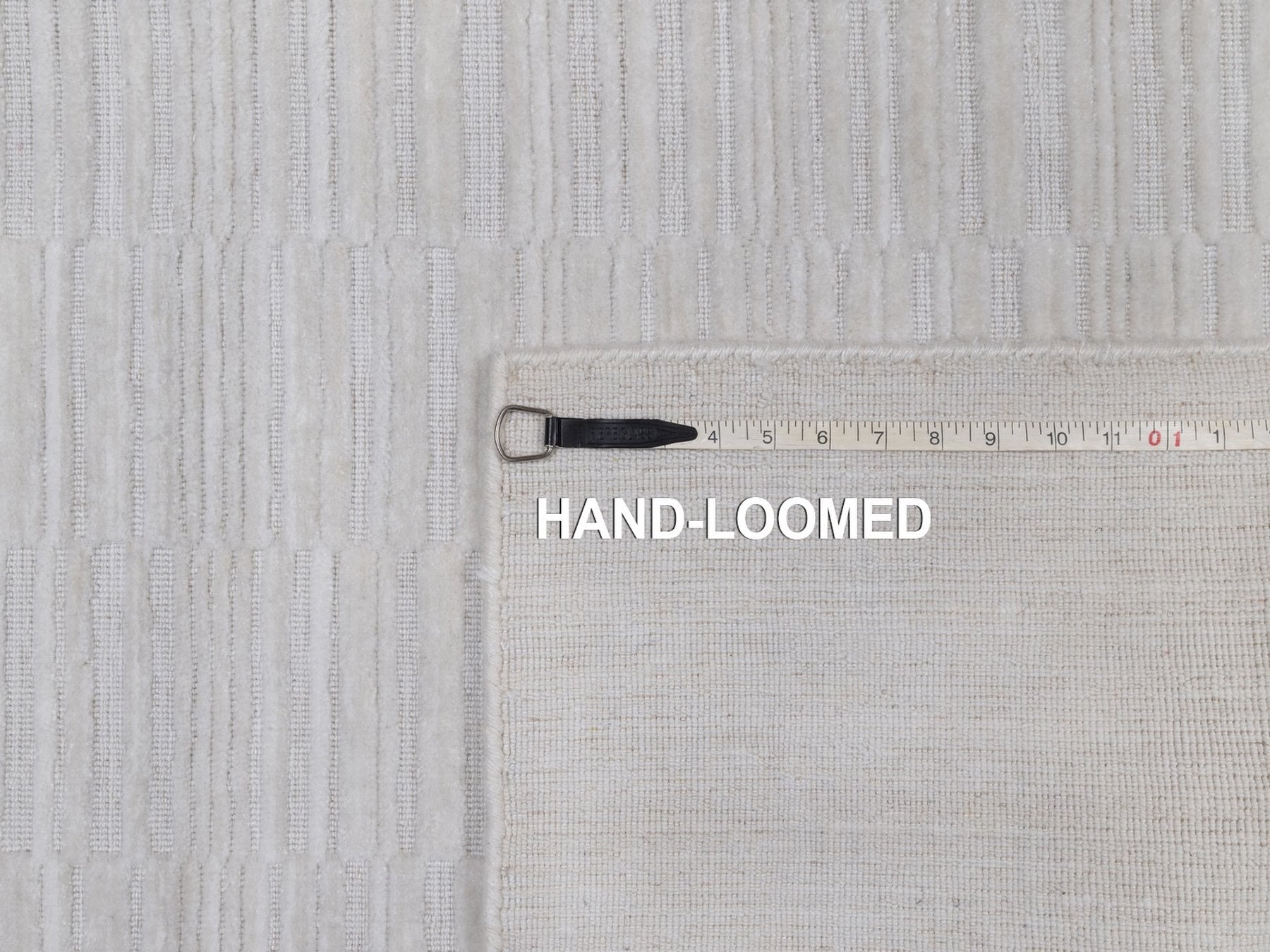 Modern / Contemporary hand-knotted polyester runner in Ivory, 2'8" x 8' — SKU O092199 (view 8)