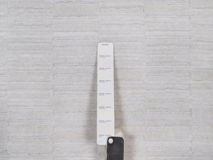 Modern / Contemporary hand-knotted polyester runner in Ivory, 2'6" x 10' — SKU O092201 (view 4)
