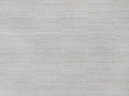 Modern / Contemporary hand-knotted polyester runner in Ivory, 2'6" x 10' — SKU O092201 (view 5)