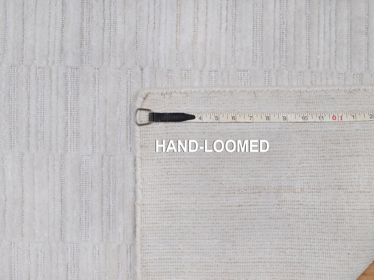Modern / Contemporary hand-knotted polyester runner in Ivory, 2'6" x 10' — SKU O092201 (view 8)