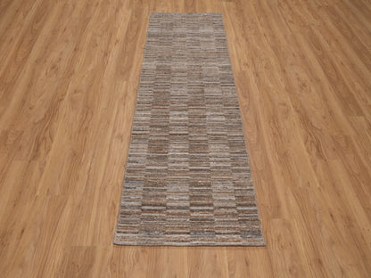 Brown 2'7" x 8'0" Modern and Contemporary Handloom Polyester Rug - Sku: O092207