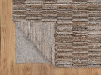 Brown 2'7" x 10'0" Modern and Contemporary Handloom Polyester Rug - Sku: O092208