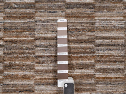 Brown 2'7" x 10'0" Modern and Contemporary Handloom Polyester Rug - Sku: O092208
