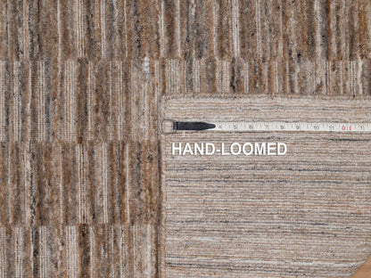 Brown 2'7" x 10'0" Modern and Contemporary Handloom Polyester Rug - Sku: O092208