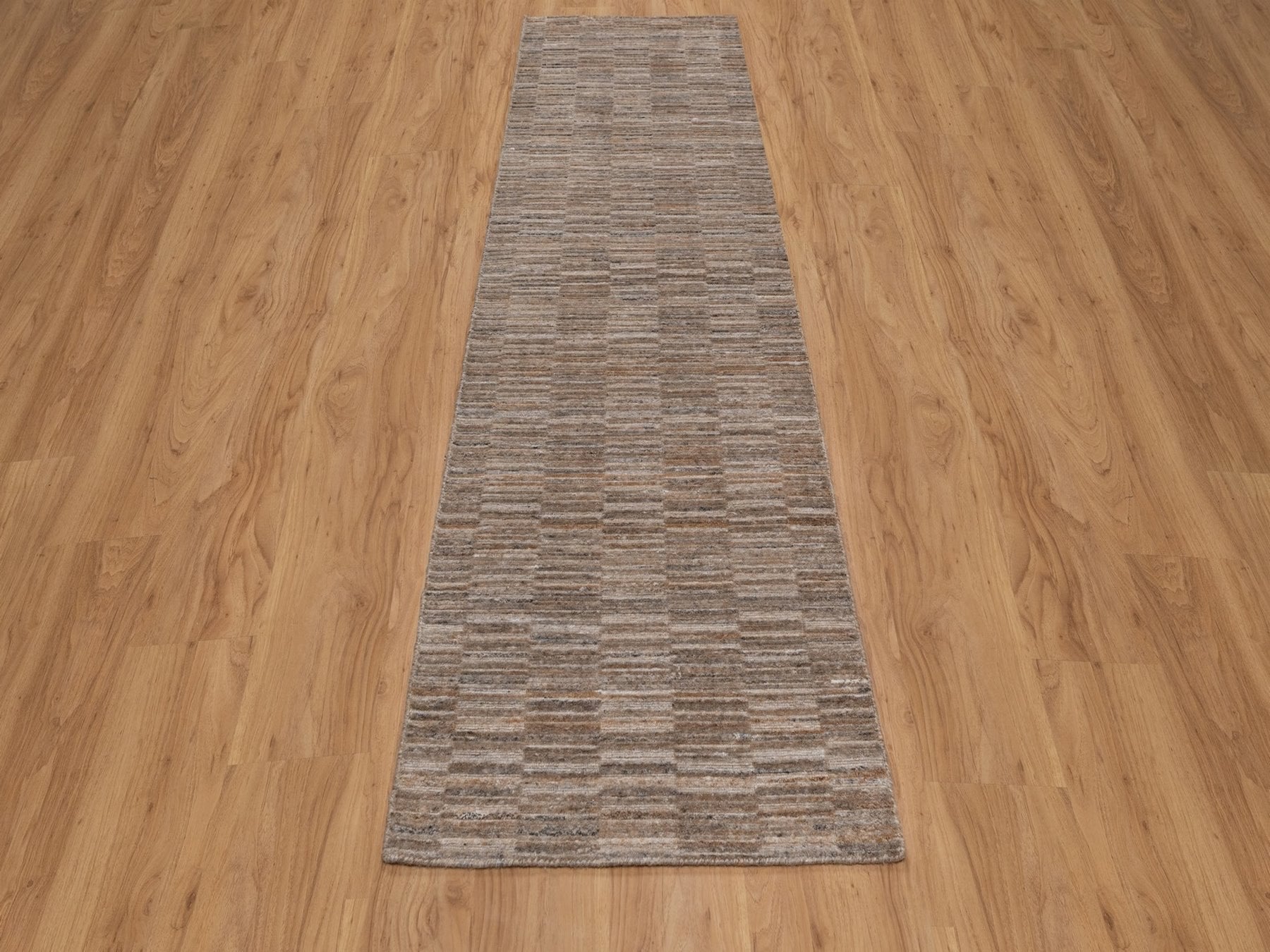 Brown 2'7" x 10'0" Modern and Contemporary Handloom Polyester Rug - Sku: O092212