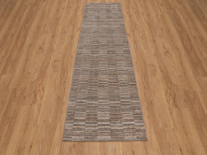 Brown 2'7" x 10'0" Modern and Contemporary Handloom Polyester Rug - Sku: O092212