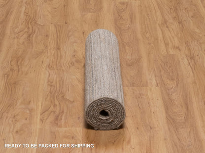 Brown 2'7" x 10'0" Modern and Contemporary Handloom Polyester Rug - Sku: O092212