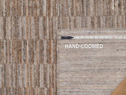 Brown 2'7" x 10'0" Modern and Contemporary Handloom Polyester Rug - Sku: O092212