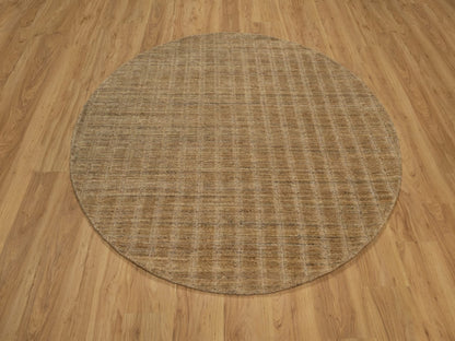 Brown 6'0" x 6'0" Modern and Contemporary Handloom Wool Rug - Sku: O092213