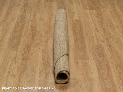 Brown 6'0" x 6'0" Modern and Contemporary Handloom Wool Rug - Sku: O092213