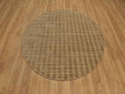 Brown 6'0" x 6'0" Modern and Contemporary Handloom Wool Rug - Sku: O092214