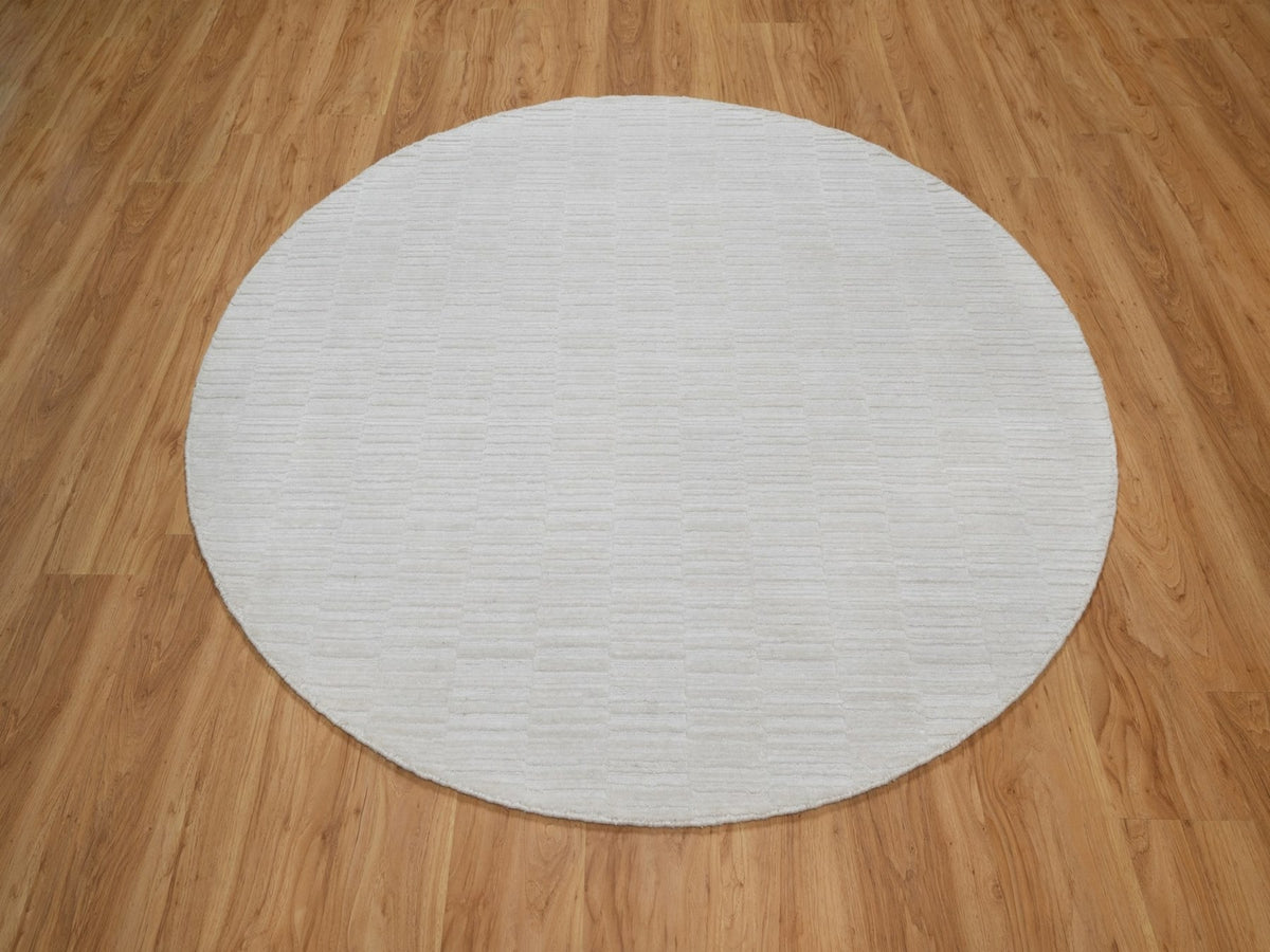 Modern / Contemporary hand-knotted polyester rug in Ivory, 6' x 6' — SKU O092223 (view 2)